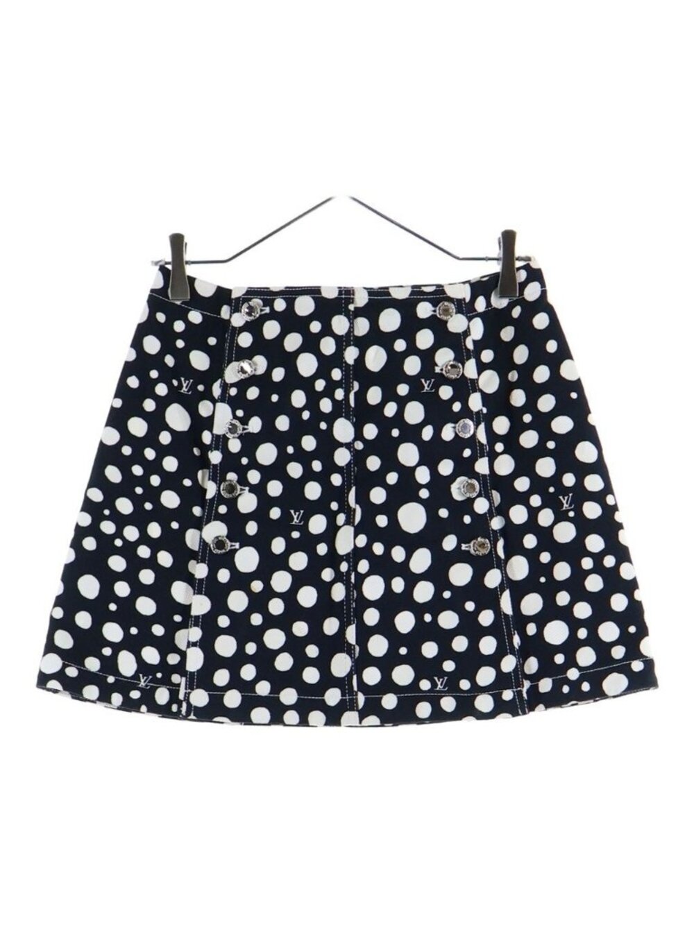 Louis Vuitton YK Infinity Dot Denim All Over Print Skirt Cotton Black White